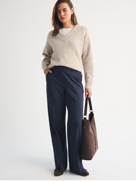 Abercrombie & Fitch Pants - Abercrombie & Fitch Navy Blue Pinstripe Sloan Wide-Leg Trousers - 31/12R